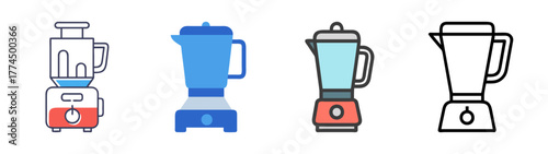 Set of four blender icons featuring various styles and colors