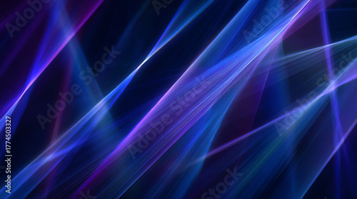 Fototapeta Naklejka Na Ścianę i Meble -  Abstract geometric pattern with glowing lines, deep blue and violet tones, futuristic design, high dynamic range