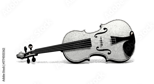 Elegant Violin Resting on White Surface Musical Instrument.