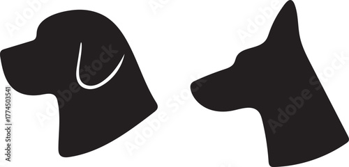 Elegant black dog breed profile silhouettes, perfect for pet care logos or veterinary clinic branding needs now