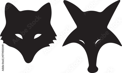 Two fox silhouettes for logo design, representing intelligence, cunning, and adaptability in your brand identity