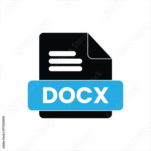 DOCX File Icon Symbol, Representing Microsoft Word Document Format for Digital Content Creation and Management