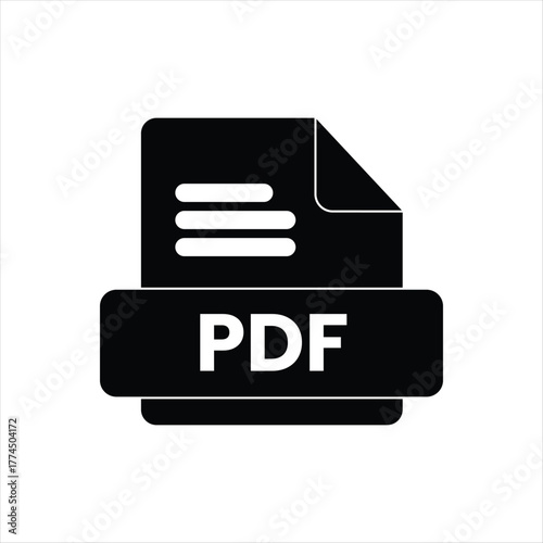 Sleek black vector icon symbolizing a digital document file format, representing universal accessibility and secure information exchange for documents