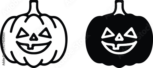 halloween pumpkin head icon set vector design art logo