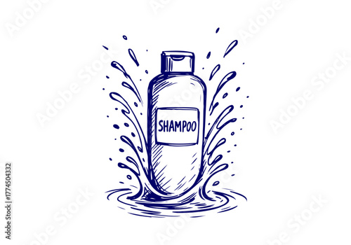 Shampoo Bottle hand drawn simple sketch vector illustration