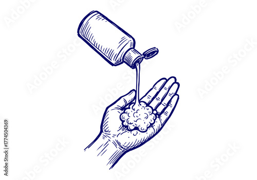 Shampoo Bottle hand drawn simple sketch vector illustration