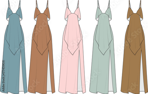 Fashionable V-Neck Halter Maxi Dress Designs in Various Colors and Styles