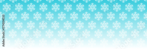 Snowflakes falling christmas decoration. White snow with gradient blue white background