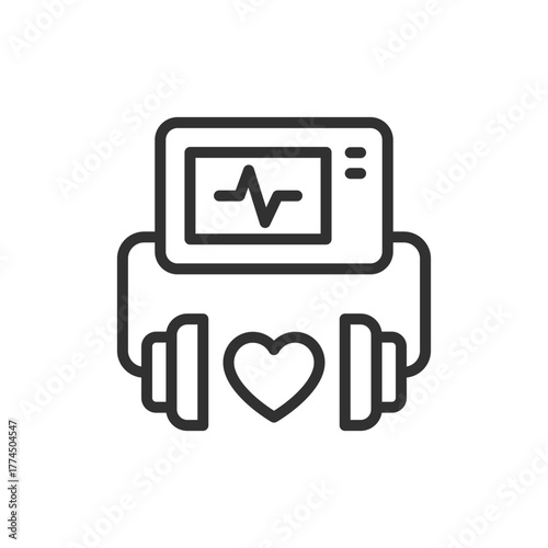 Defibrillator, linear icon. Medical device for heart resuscitation. Line with editable stroke.