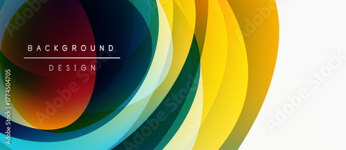 Abstract colorful layers create dynamic visual flow. Smooth gradients blend, forming modern background design. Bright hues dominate composition.