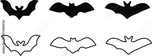 halloween bat icons line icon set vector set logo art 