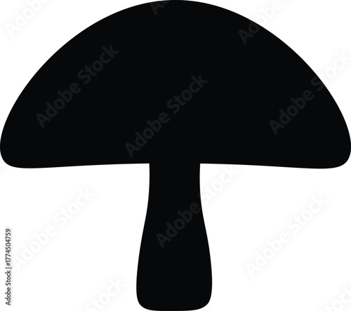 Minimalist black mushroom silhouette vector