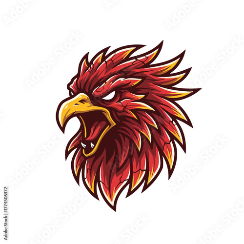 Futuristic cyborg arm with a clenched fist holding a symbol of electric power, a mascot design for technology or gaming