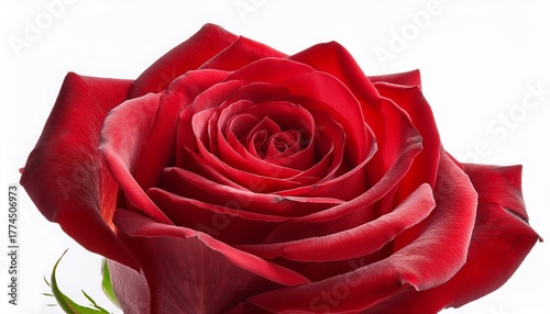 Beautiful Single Red Rose Flower Isolated On A White Background Close Up Detailed Retouch