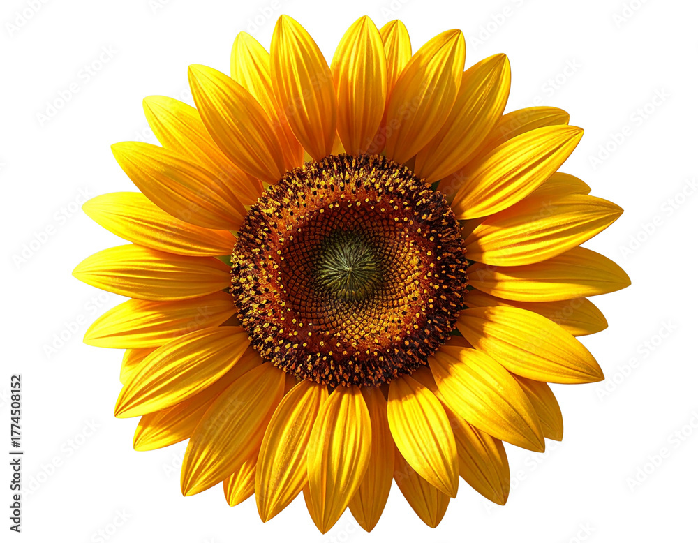 Fototapeta premium Yellow and Brown Sunflower – Realistic Floral Bloom PNG