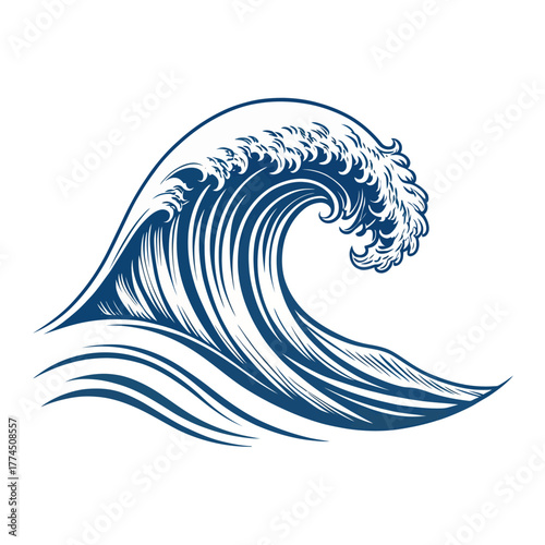 Ocean Wave Vintage Engraving Illustration