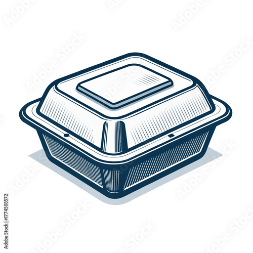 Takeout Food Container - Engraved Vintage Icon