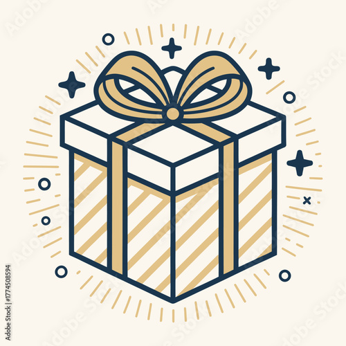 Luxury Gift Box / Present Line Icon - Celebration and Reward