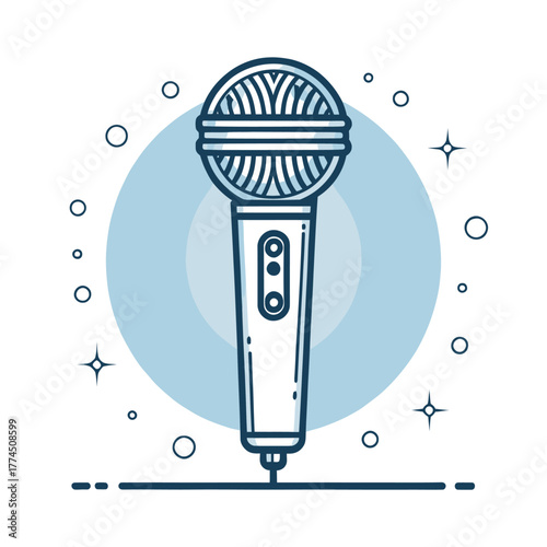 Dynamic Microphone Line Art Icon - Voice and Broadcasting