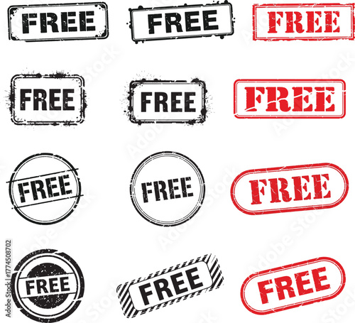 Set of red sale and discount label stickers for promotion and retail offers