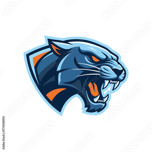 Futuristic cyborg arm with a clenched fist holding a symbol of electric power, a mascot design for technology or gaming