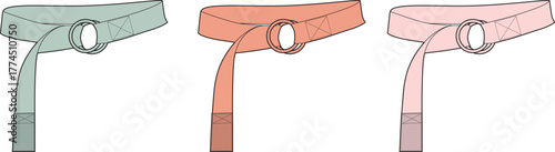 Three Ring Belt Fashion Accessories in Pastel Colors