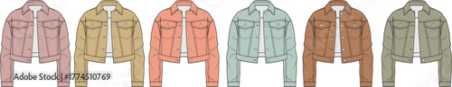 Variety of colorful jackets illustration A stylish collection of outerwear in diverse shades for fashion design