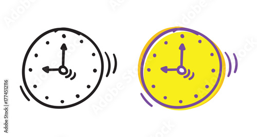 hand drawn analog clock concept. analog clock doodle
