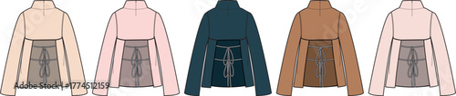 Variety of Fashionable Jackets in Different Colors Displayed in a Row Style and Design Concept