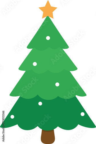 Christmas tree doodle with small ornaments, isolated festive holiday vector illustration.