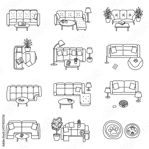 living room layout concepts showcasing interior design plans arrangement of furniture including sofas tables and plants for home decorating ideas