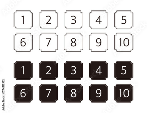 線を使ったエレガントな数字のデザイン ２種類セット