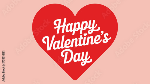 Happy valentines day red heart greeting card design