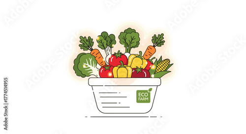 Fresh Organic Vegetables in a Shopping Basket Eco Friendly Produce, Generative AI.
