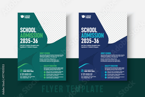 kids school admission flyer template. Flyer brochure cover template for Kids back to school education admission layout design. Creative and modern kids admission education poster, brochure layout.