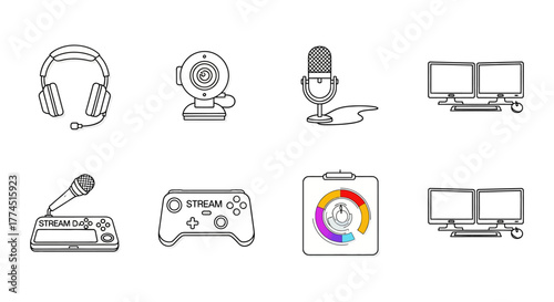 streaming equipment featuring a gaming pc and dual monitors for live streaming content creation and engaging online audience interaction