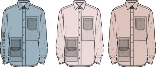Color block shirt design illustration featuring various shades, a stylish apparel concept