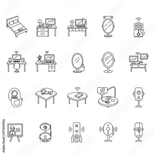 smart home devices icons illustrating automation security and convenience for modern living highlighting wireless connectivity  remote control features