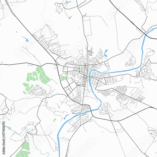 Wallpaper Mural Map of the city of Yelets, Lipetsk Oblast, Russia. Torontodigital.ca