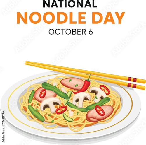 Celebrate national noodle day delicious food illustration october 6th asian cuisine flavorful meal vector