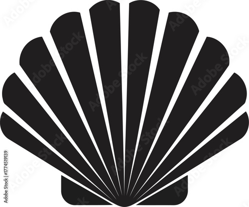 Elegant scallop shell silhouette vector icon symbol graphic for nautical beach summer ocean themes vector