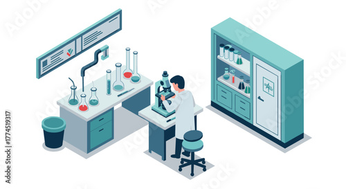 Scientist analyzing samples in modern laboratory with advanced equipment in i…