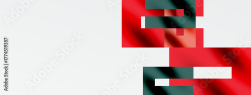 Abstract red, white, black shapes. Minimalist design, blurred edges, geometric forms present. Simple composition, modern aesthetic.