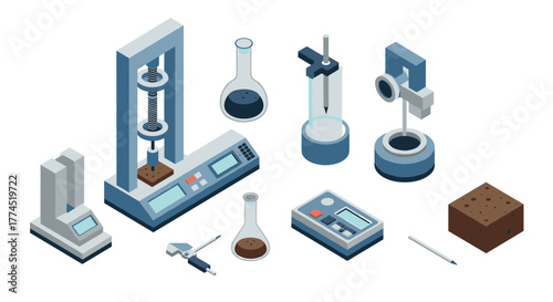 Isometric laboratory equipment for material testing in science and engineering