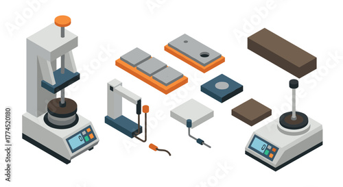 Isometric industrial equipment for material testing and calibration