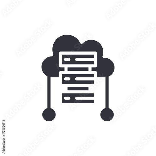 Cloud Server Data Hosting Connection Icon Graphic