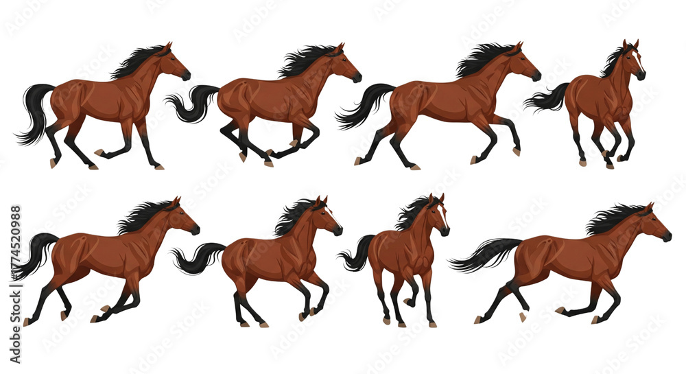 Obraz premium Horse Gallop Animation Sprite Sheet