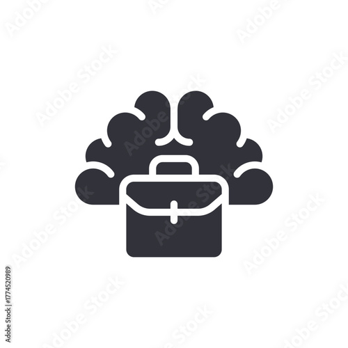 Business Mindset Icon With Briefcase And Cerebral Design