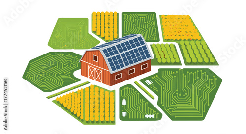 Solar Powered Barn on Agricultural Land with Technology Integration, Generative AI.