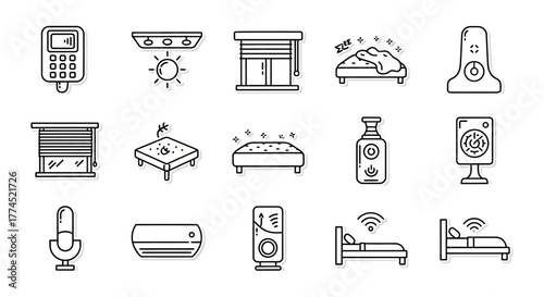 smart home automation system icons displaying connected devices perfect for illustrating wireless technology and iot solutions improving home energy efficiency